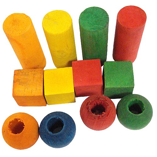 Bird Treasure Chest Foraging Toy Refill - Colorful Wooden Shapes For Parrots & Small Birds